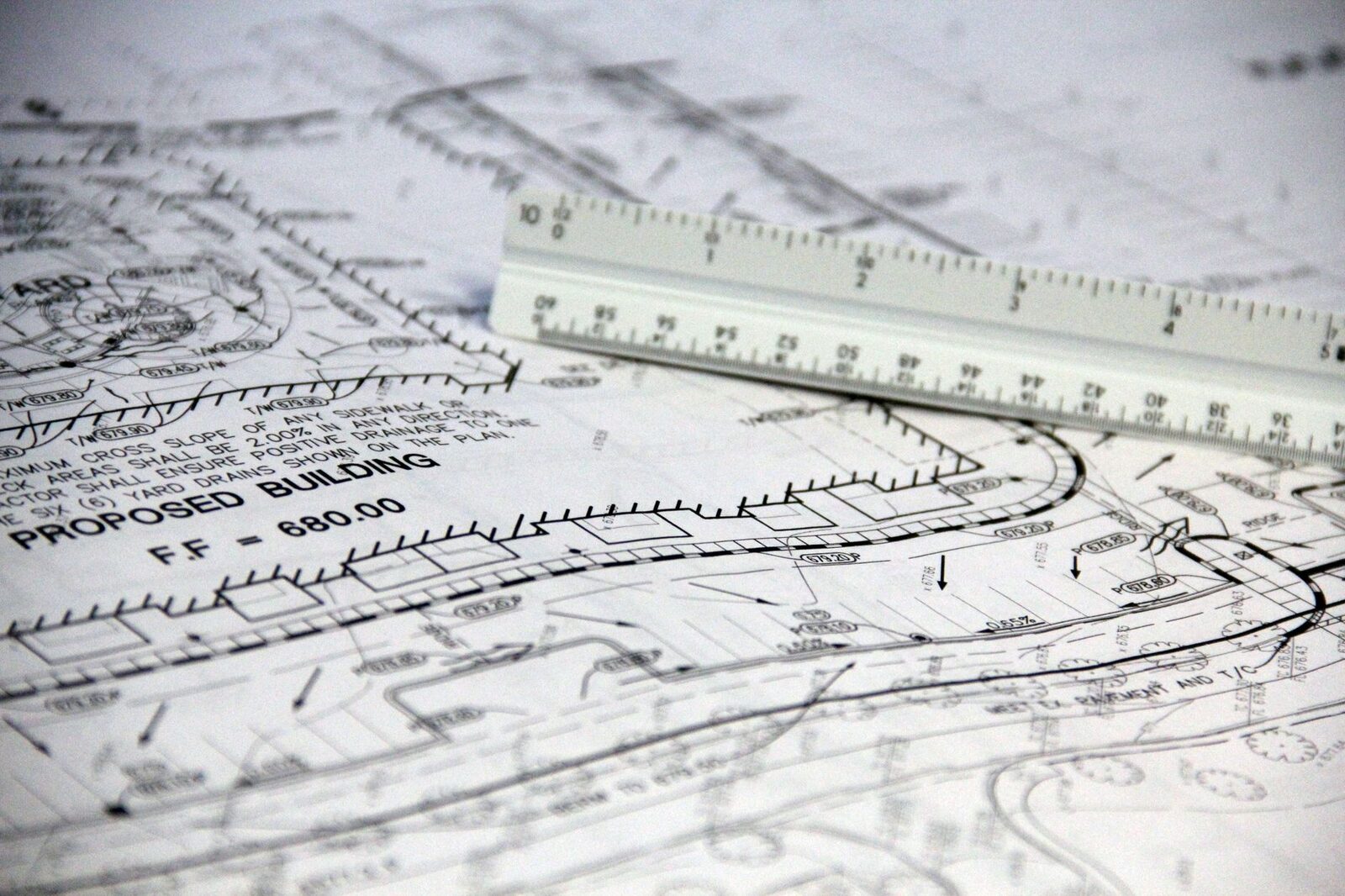 Site drawings with a scale ruler